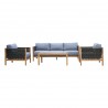 Sienna 4 Piece Outdoor Patio Acacia Wood Sofa Seating Set with Teak Finish - Set