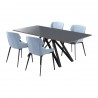 Kenna Contemporary Grey Glass 5 Piece Metal Dining Set - White BG - Kenna Contemporary Grey Glass 5 Piece Metal Dining Set - White BG
