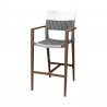 Chloe Bar Arm Chair - White Wicker - Espresso Frame - Chloe Bar Arm Chair - White Wicker - Espresso Frame