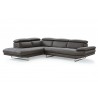 Pandora Sectional In Dark Gray Italian Leather - Angled - Pandora Sectional In Dark Gray Italian Leather - Angled