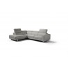 Augusto Sectional With Chaise - Light Grey - Angled with Headrest Opened - Augusto Sectional With Chaise - Light Grey - Angled with Headrest Opened