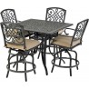 2 armless counter stools, 2 counter stools and 44" Dynasty series square counter table