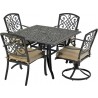 2 dining chairs, 2 dining swivel rockers and a 44" Dynasty series square dining table