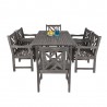 Renaissance Outdoor 7-piece Hand-scraped Wood Patio Dining Set with Extension Table - Side View - Renaissance Outdoor 7-piece Hand-scraped Wood Patio Dining Set with Extension Table - Side View