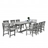 Renaissance Outdoor 9-piece Hand-scraped Wood Patio Dining Set with Extension Table - Set - Renaissance Outdoor 9-piece Hand-scraped Wood Patio Dining Set with Extension Table - Set