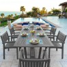 Renaissance Outdoor Patio Hand-scraped Wood 7-piece Dining Set with Extension Table - Lifestyle - Renaissance Outdoor Patio Hand-scraped Wood 7-piece Dining Set with Extension Table - Lifestyle