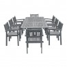 Vifah Renaissance Outdoor Patio Hand-scraped Wood 9-piece Dining Set with Extension Table - White BG - Vifah Renaissance Outdoor Patio Hand-scraped Wood 9-piece Dining Set with Extension Table - White BG
