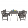 Renaissance Outdoor 4-piece Hand-scraped Wood Patio Dining Set with 4-foot Bench - White BG - Side
