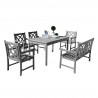 Renaissance Outdoor 6-piece Hand-scraped Wood Patio Dining Set with 4-foot Bench - White BG - Renaissance Outdoor 6-piece Hand-scraped Wood Patio Dining Set with 4-foot Bench - White BG
