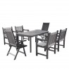 Renaissance Outdoor Patio Hand-scraped Wood 7-piece Dining Set with Reclining Chairs - White BG - Renaissance Outdoor Patio Hand-scraped Wood 7-piece Dining Set with Reclining Chairs - White BG