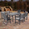Renaissance Outdoor Patio Hand-scraped Wood 7-piece Dining Set with Reclining Chairs - Lifestyle - Renaissance Outdoor Patio Hand-scraped Wood 7-piece Dining Set with Reclining Chairs - Lifestyle