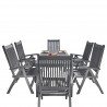 Renaissance Outdoor Patio Hand-scraped Wood 7-piece Dining Set with Reclining Chairs - White BG - Renaissance Outdoor Patio Hand-scraped Wood 7-piece Dining Set with Reclining Chairs - White BG