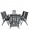 Renaissance Outdoor Patio Hand-scraped Wood 7-piece Dining Set with Reclining Chairs - White BG - Renaissance Outdoor Patio Hand-scraped Wood 7-piece Dining Set with Reclining Chairs - White BG