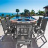 Renaissance Outdoor Patio Hand-scraped Wood 7-piece Dining Set with Reclining Chairs - Lifestyle - Renaissance Outdoor Patio Hand-scraped Wood 7-piece Dining Set with Reclining Chairs - Lifestyle