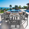 Renaissance Outdoor Patio Hand-scraped Wood 7-piece Dining Set with Stacking Chairs - Lifestyle