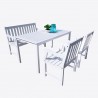Bradley Outdoor 4-piece Wood Patio Dining Set with 4-foot Bench in White - White BG - Bradley Outdoor 4-piece Wood Patio Dining Set with 4-foot Bench in White - White BG