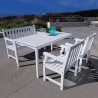 Bradley Outdoor 4-piece Wood Patio Dining Set with 4-foot Bench in White - Lifetyle - Bradley Outdoor 4-piece Wood Patio Dining Set with 4-foot Bench in White - Lifetyle