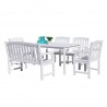 Bradley Outdoor 6-piece Wood Patio Dining Set with 4-foot Bench in White - White BG - Bradley Outdoor 6-piece Wood Patio Dining Set with 4-foot Bench in White - White BG