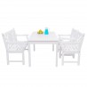 Bradley Outdoor 4-piece Wood Patio Dining Set with 4-foot Bench in White - White BG