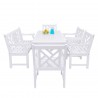 Bradley Outdoor 6-piece Wood Patio Dining Set with 4-foot Bench in White - White BG - Bradley Outdoor 6-piece Wood Patio Dining Set with 4-foot Bench in White - White BG