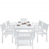 Bradley Outdoor Patio Wood 7-piece Dining Set with Stacking Chairs - White BG - Bradley Outdoor Patio Wood 7-piece Dining Set with Stacking Chairs - White BG