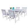 Bradley Outdoor 5-piece Wood Patio Dining Set in White - White BG - Bradley Outdoor 5-piece Wood Patio Dining Set in White - White BG