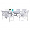 Bradley Outdoor 6-piece Wood Patio Dining Set with 4-foot Bench in White - White BG - Bradley Outdoor 6-piece Wood Patio Dining Set with 4-foot Bench in White - White BG