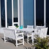 Bradley Outdoor 6-piece Wood Patio Dining Set with 4-foot Bench in White - Lifestyle - Bradley Outdoor 6-piece Wood Patio Dining Set with 4-foot Bench in White - Lifestyle
