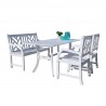 Bradley Outdoor 4-piece Wood Patio Dining Set with 4-foot Bench in White - White BG - Bradley Outdoor 4-piece Wood Patio Dining Set with 4-foot Bench in White - White BG