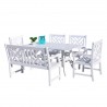 Bradley Outdoor 6-piece Wood Patio Dining Set with 4-foot Bench in White - White BG - Bradley Outdoor 6-piece Wood Patio Dining Set with 4-foot Bench in White - White BG