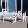Bradley Outdoor 6-piece Wood Patio Dining Set with 4-foot Bench in White - Lifestyle - Bradley Outdoor 6-piece Wood Patio Dining Set with 4-foot Bench in White - Lifestyle