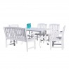 Bradley Outdoor 6-piece Wood Patio Dining Set with 4-foot Bench in White - White BG - Bradley Outdoor 6-piece Wood Patio Dining Set with 4-foot Bench in White - White BG
