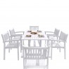 Bradley Outdoor Patio Wood 7-piece Dining Set with Stacking Chairs - White BG - Bradley Outdoor Patio Wood 7-piece Dining Set with Stacking Chairs - White BG
