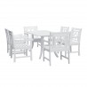 Bradley Outdoor 7-piece Wood Patio Curvy Legs Table Dining Set - White BG - Bradley Outdoor 7-piece Wood Patio Curvy Legs Table Dining Set - White BG