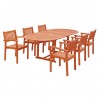 Malibu 7-piece Wood Outdoor Dining Set with Extension Table and Stacking Chairs - White BG