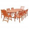 Malibu Outdoor 9-piece Wood Patio Dining Set with Extension Table With Stacking Chairs and Reclining Chairs - White BG - Malibu Outdoor 9-piece Wood Patio Dining Set with Extension Table With Stacking Chairs and Reclining Chairs - White BG
