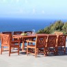 Malibu Outdoor 9-piece Wood Patio Dining Set with Extension Table - Lifestyle - Malibu Outdoor 9-piece Wood Patio Dining Set with Extension Table - Lifestyle