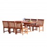 Malibu Outdoor 7-piece Wood Patio Dining Set with Extension Table & Armless Chairs - White BG - Malibu Outdoor 7-piece Wood Patio Dining Set with Extension Table & Armless Chairs - White BG
