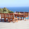 Malibu Outdoor 7-piece Wood Patio Dining Set with Extension Table & Armless Chairs - Lifestyle - Malibu Outdoor 7-piece Wood Patio Dining Set with Extension Table & Armless Chairs - Lifestyle