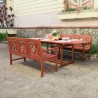 Malibu Outdoor 3-piece Wood Patio Extendable Table Dining Set - Lifestyle
