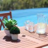 Malibu Outdoor Wood Patio Extendable Dining Table - Tabletop Close-Up
