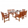 Malibu Outdoor 7-piece Wood Patio Dining Set with Extension Table - White BG - Malibu Outdoor 7-piece Wood Patio Dining Set with Extension Table - White BG