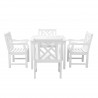 Bradley Outdoor 5-piece Wood Patio Stacking Table Dining Set - White BG