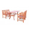 Malibu Eco-friendly 5-piece Outdoor Hardwood Dining Set with Rectangle Table and Arm Chairs