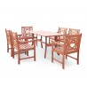 Malibu Eco-friendly 7-piece Outdoor Hardwood Dining Set with Rectangle Table and Arm Chairs