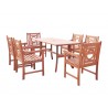 Malibu Eco-friendly 7-piece Outdoor Hardwood Dining Set with Rectangle Table and Arm Chairs