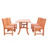 Malibu Eco-friendly 5-piece Outdoor Hardwood Dining Set with Rectangle Table and Armless Chairs