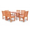 Malibu Eco-friendly 7-piece Outdoor Hardwood Dining Set with Rectangle Table and Armless Chairs - Angled