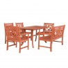 Malibu Outdoor 6-piece Wood Patio Curvy Legs Table Dining Set - White BG