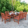 Malibu Outdoor 6-piece Wood Patio Curvy Legs Table Dining Set - Lifestyle
